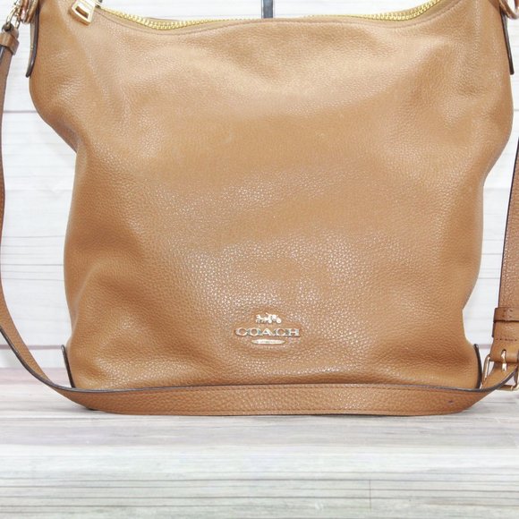 Coach F31507 Abby Brown Pebble Leather Duffle Hobo Shoulder Bag - Picture 2 of 9